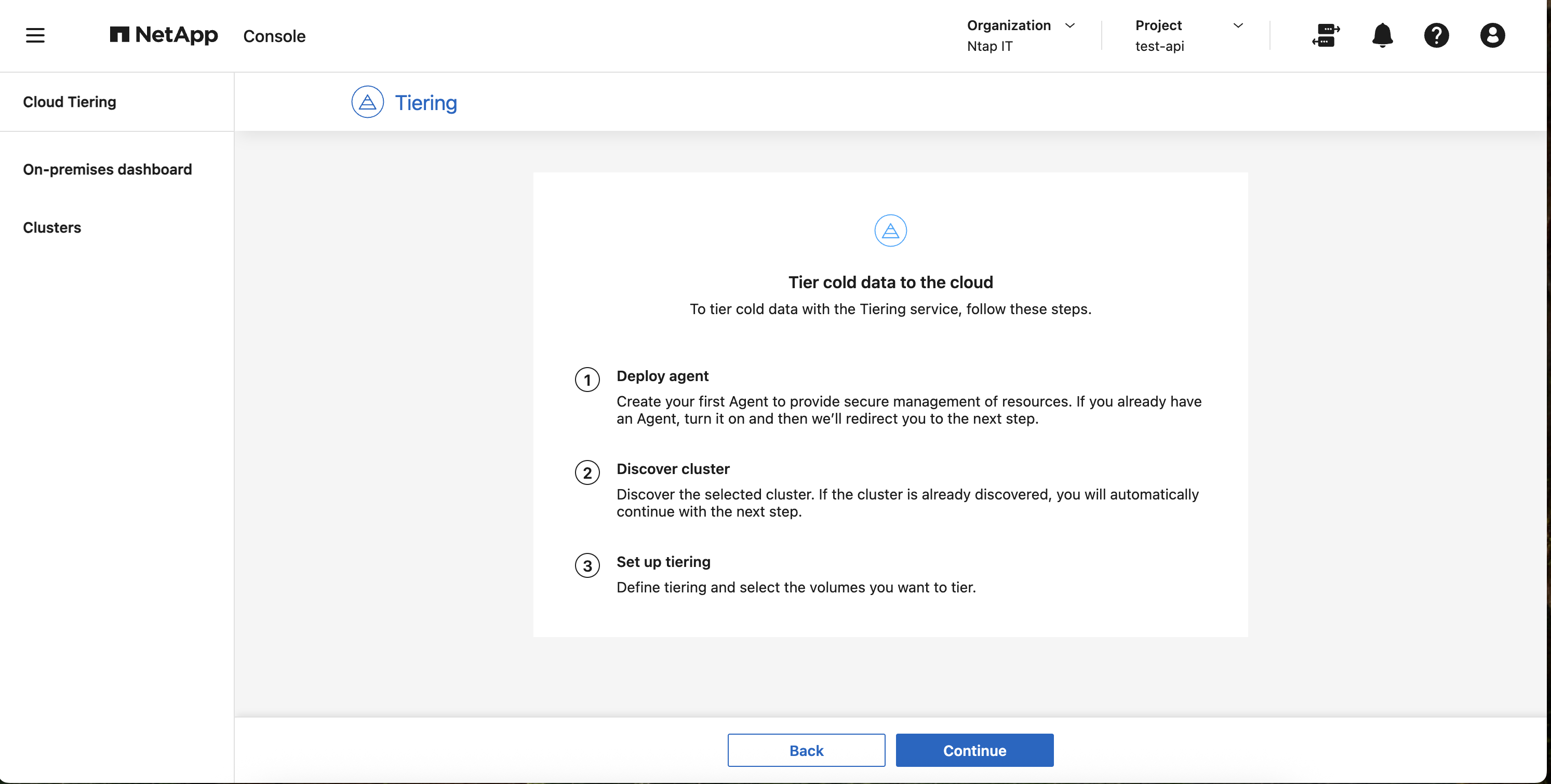 Pagina della capacità che mostra l'opzione per suddividere in livelli i dati inattivi