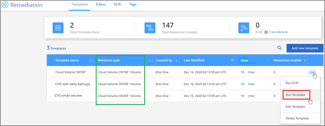 Una schermata che mostra come eseguire un modello dalla dashboard modelli.