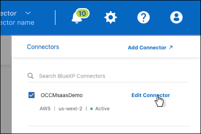 Una schermata che mostra l'opzione Modifica connettore disponibile dopo l'espansione del menu connettore.