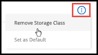Una schermata del menu delle azioni per rimuovere la classe di storage.