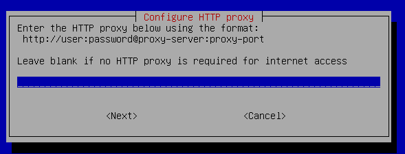 Una schermata che mostra il prompt del proxy HTTP.