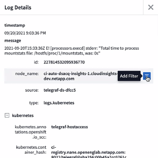 Riquadro Log Entry Detail