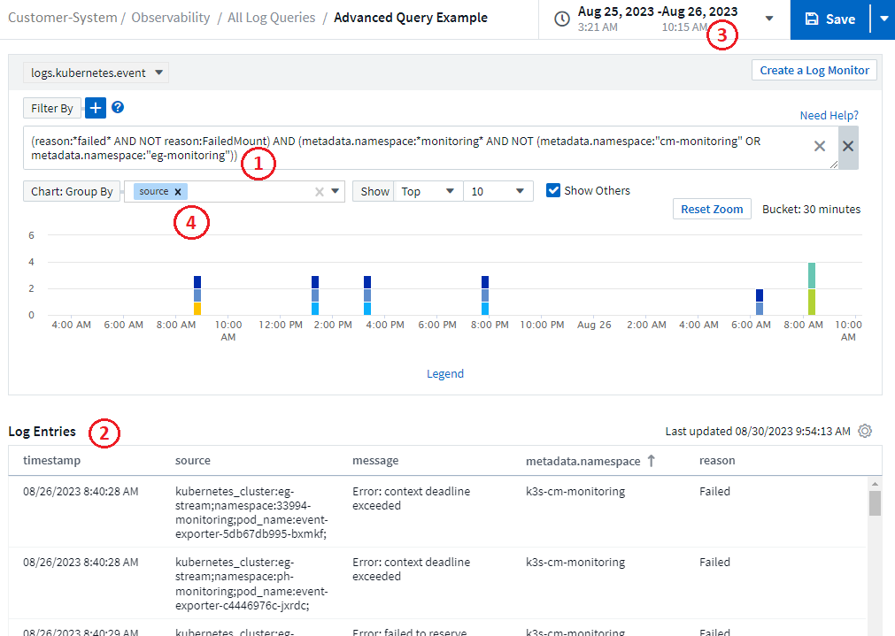 Viene illustrata la schermata Advanced Query (interrogazione avanzata)