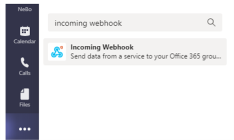 Webhook in entrata nei team