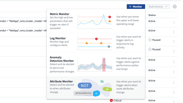 I monitor degli attributi vengono aggiunti ai tipi di monitor