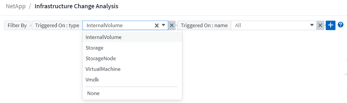 A discesa Infrastructure Change Filtering (filtraggio modifiche infrastruttura)