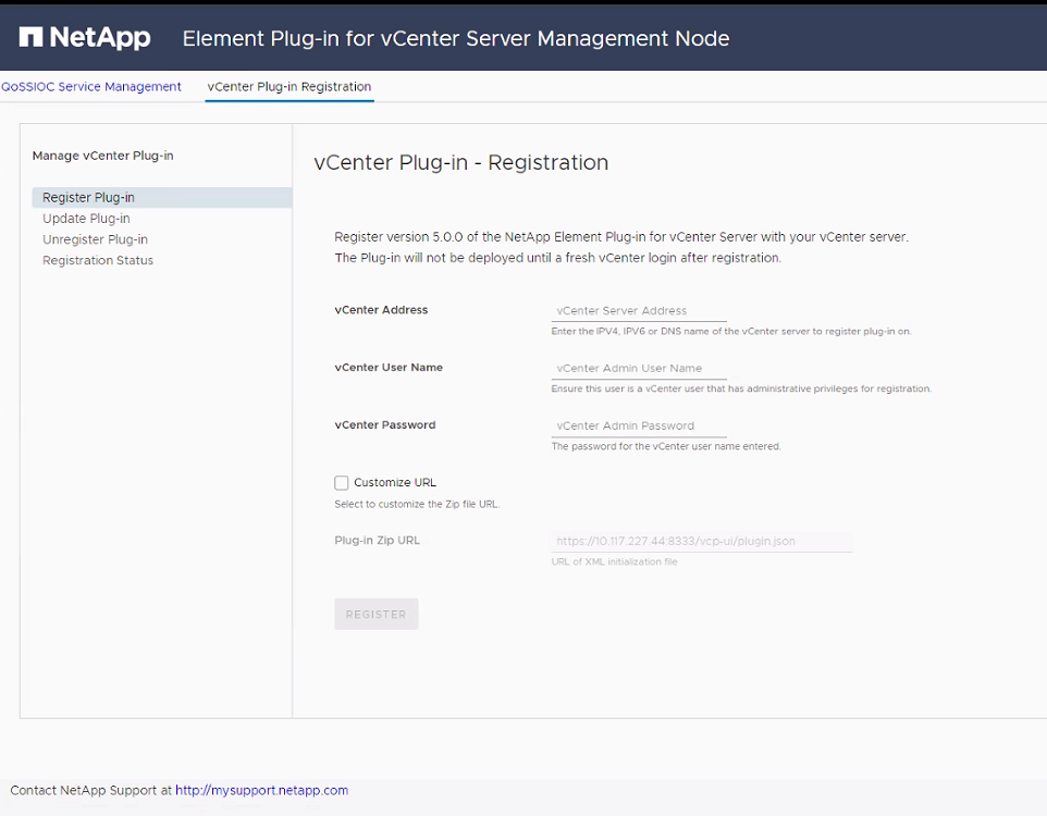 Mostra l'interfaccia utente dell'utility di registrazione per il plug-in