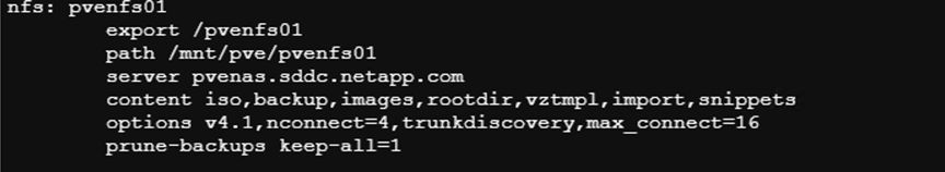 file di configurazione di archiviazione per NFS