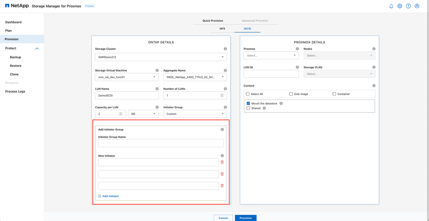 Selezione igroup iSCSI per il controllo degli accessi