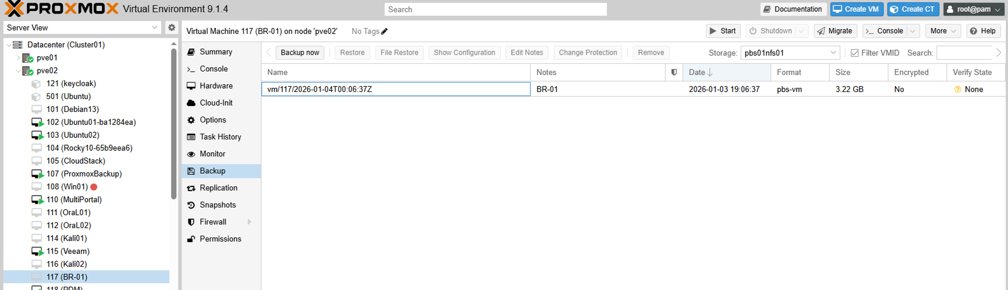 Backup su richiesta in Proxmox VE