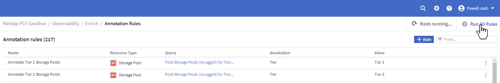 Esegui tutte le regole