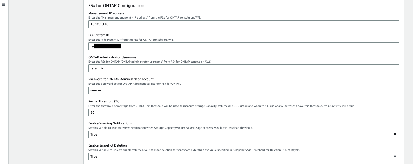 Questa immagine mostra la finestra AWS CloudFormation Stack Details