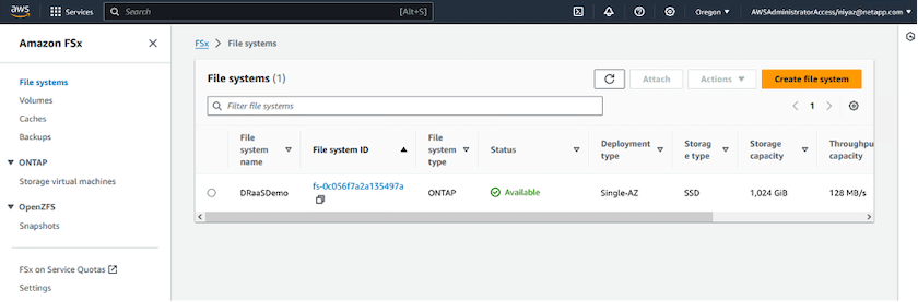 Immagine dell'interfaccia utente del file system dimostrativo