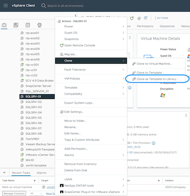 Clone VM come modello in libary