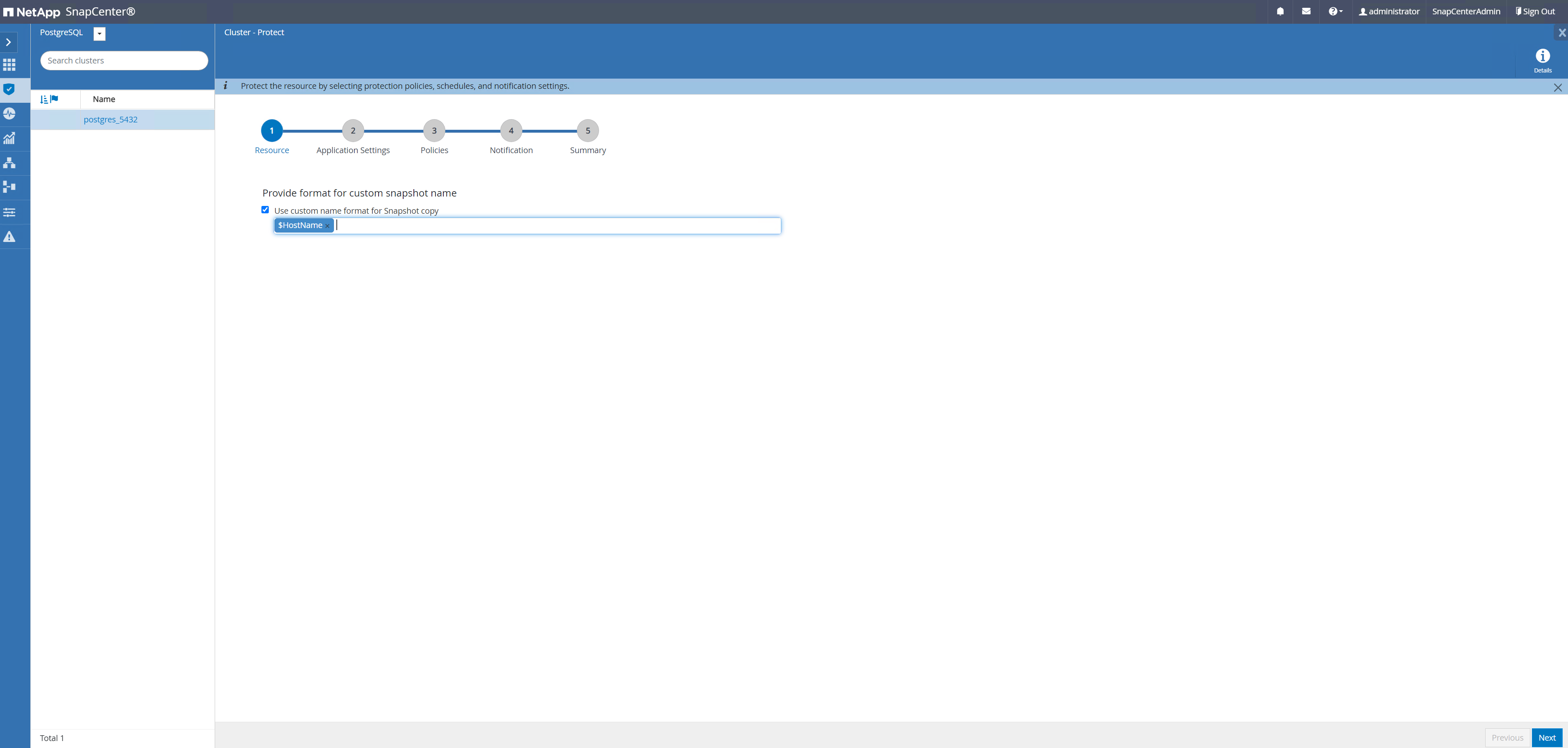 Questa immagine fornisce il backup del database per il server SnapCenter