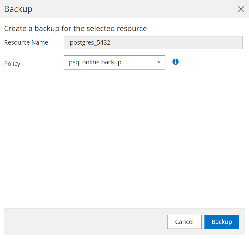 Questa immagine fornisce il backup del database per il server SnapCenter