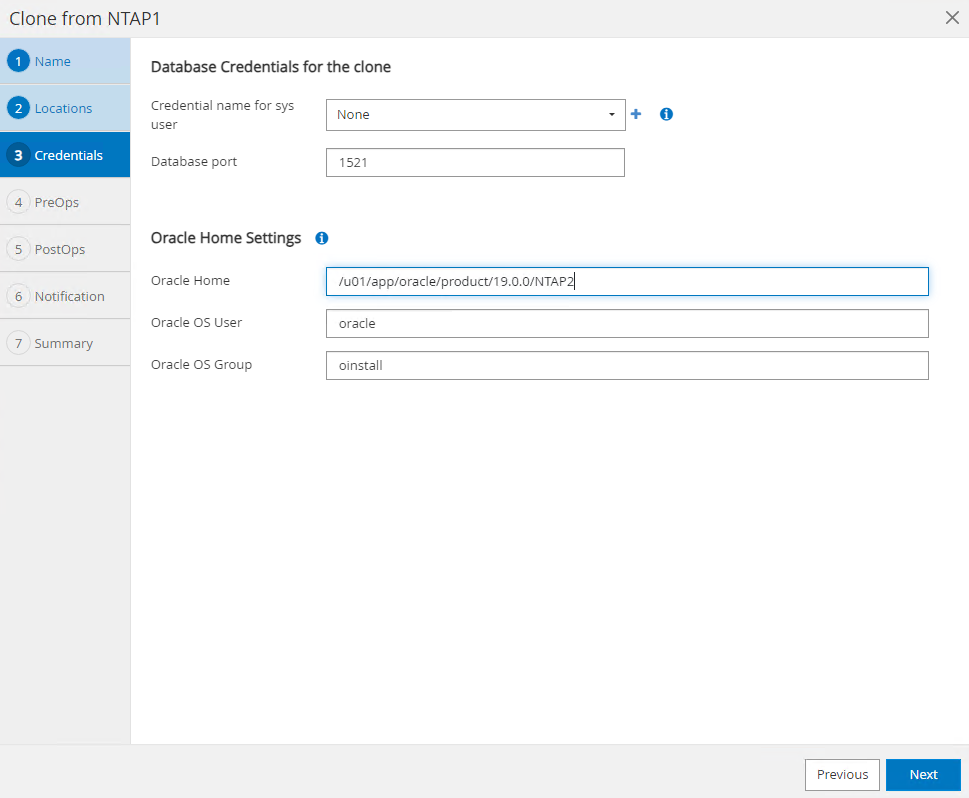 Schermata che mostra la configurazione di SnapCenter.