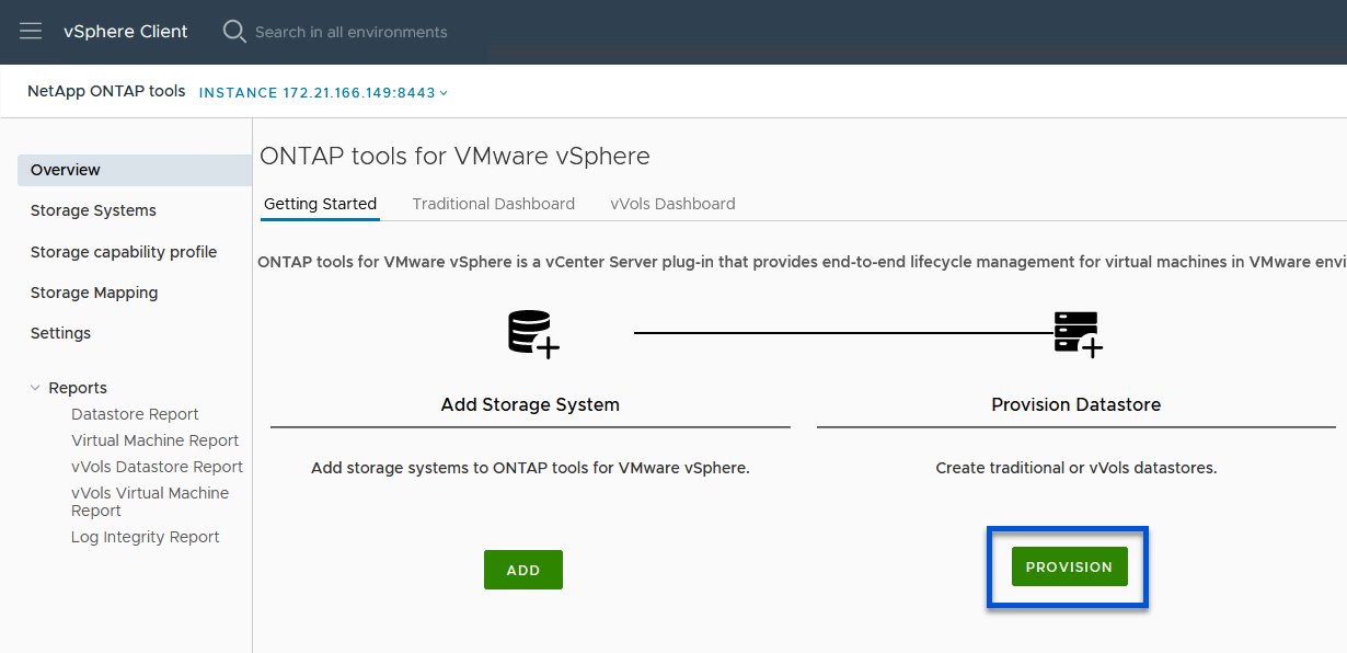 Provisioning datastore