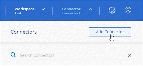 Una schermata che mostra l'icona del connettore nell'intestazione e l'azione Add Connector.