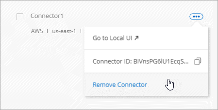 Una schermata del widget Connector in cui è possibile rimuovere un connettore inattivo.