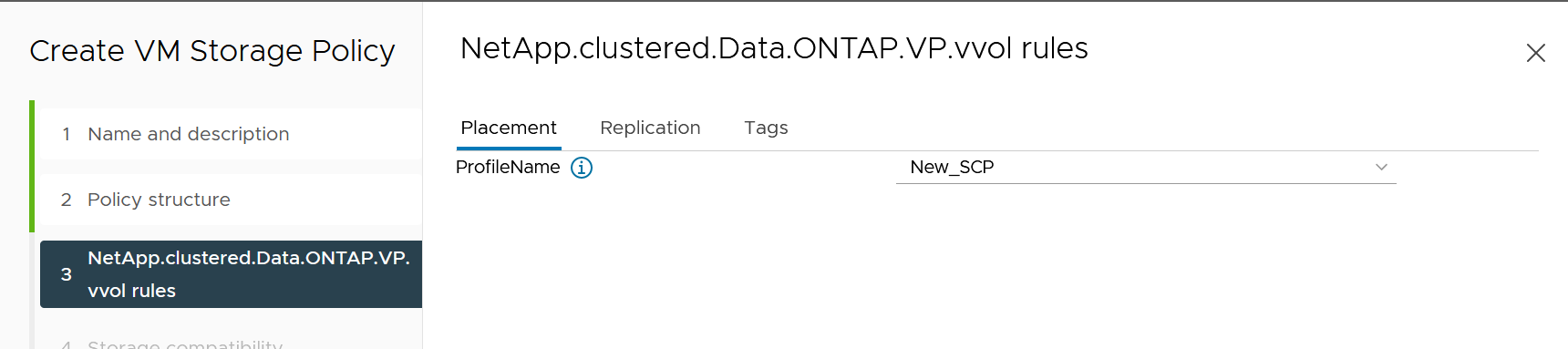 "Creazione dei criteri di storage delle macchine virtuali con i tool ONTAP Provider VASA 9.10",300