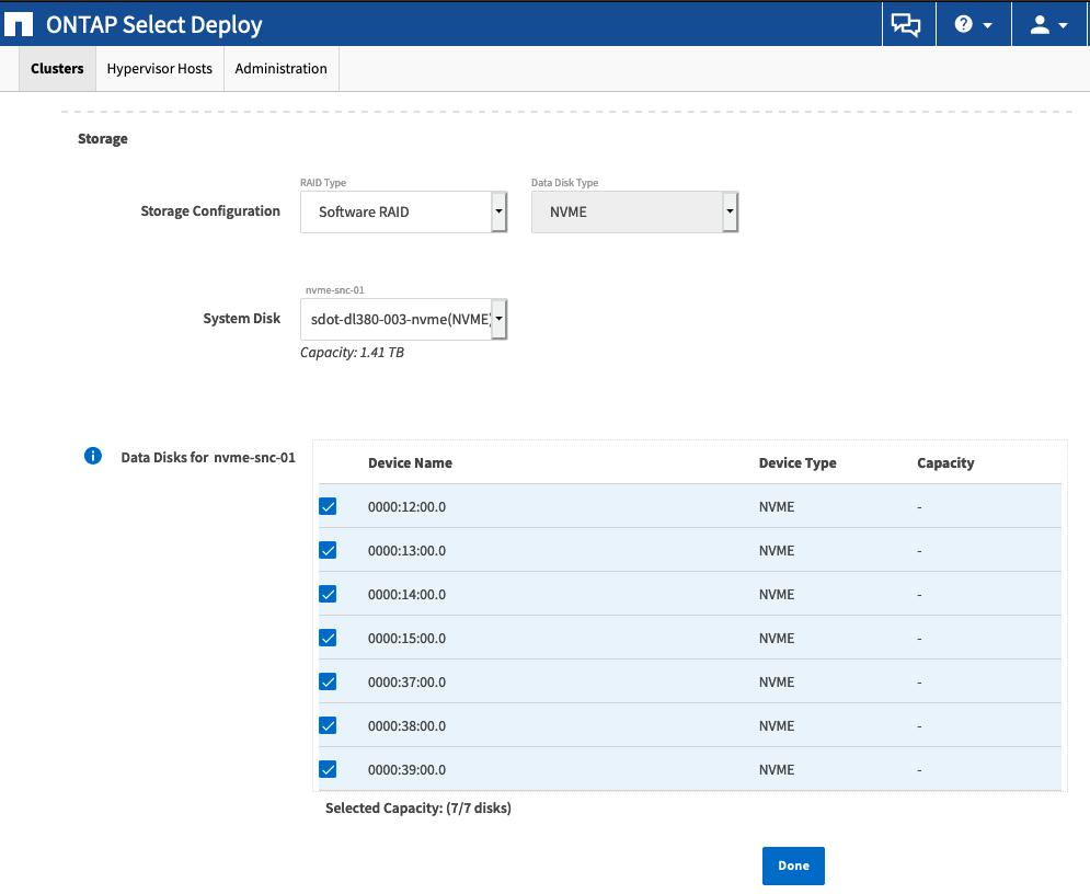 Cluster di implementazione ONTAP Select