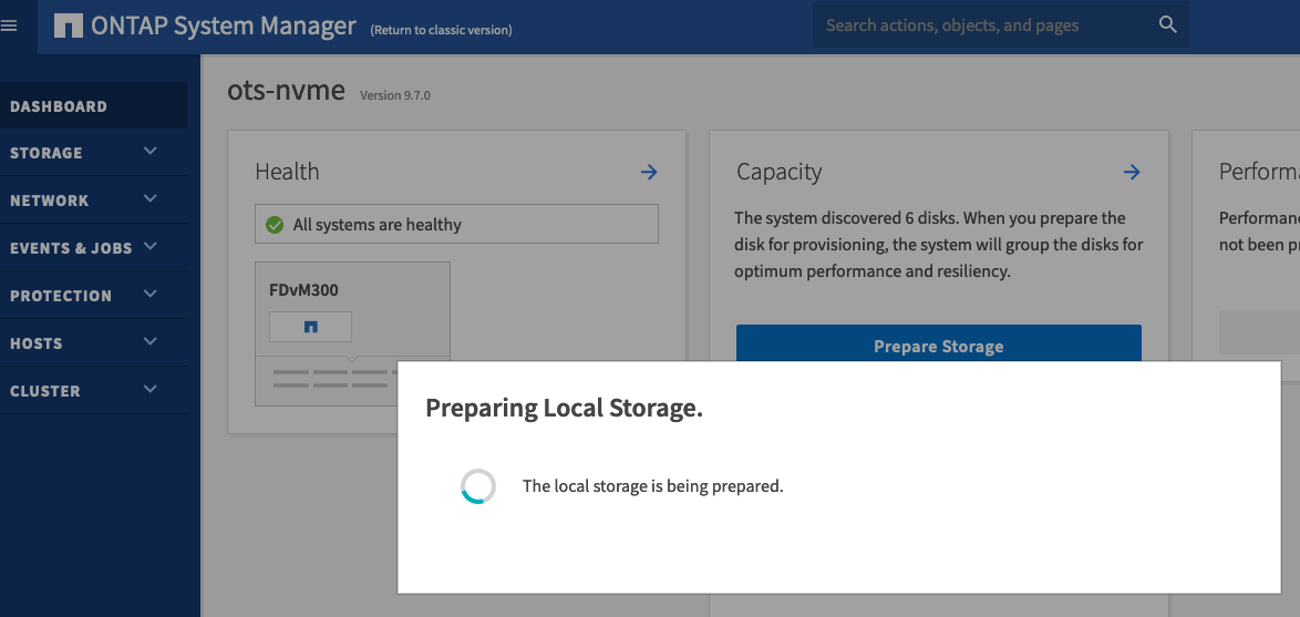 preparazione dello storage locale