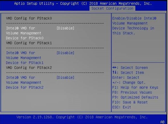 Configurazione socket, VMD