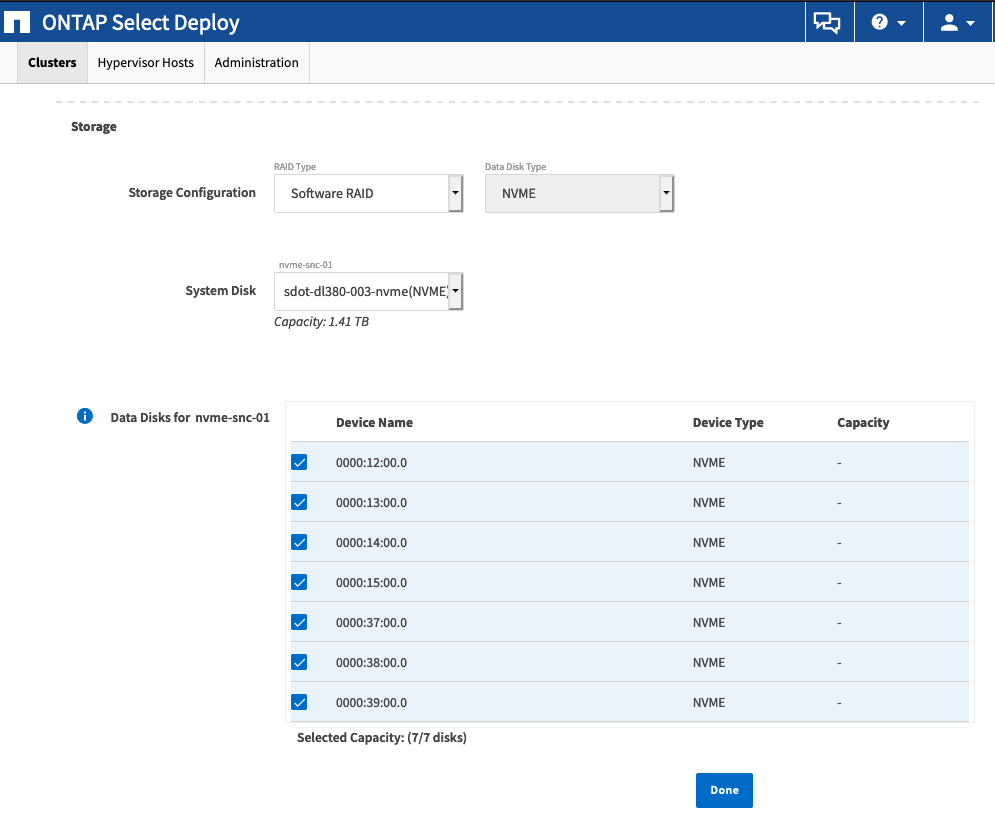 Cluster ONTAP Select Deploy