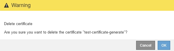 Certificato - Conferma eliminazione