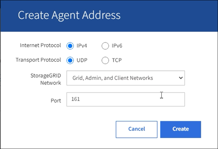 SNMP Agent Address (Indirizzo agente SNMP)