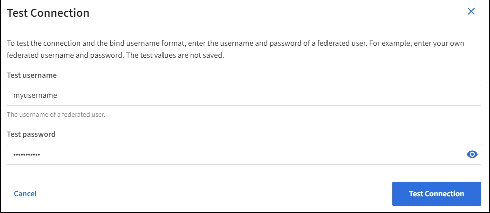 Richiesta di federazione delle identità per validare il formato del nome utente BIND