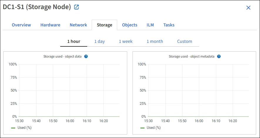 Nodes (nodi) > Storage Node (nodo storage) > scheda Storage