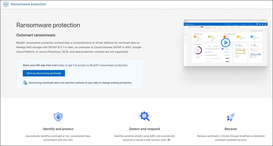 BlueXPランサムウェア対策のランディングページのスクリーンショット