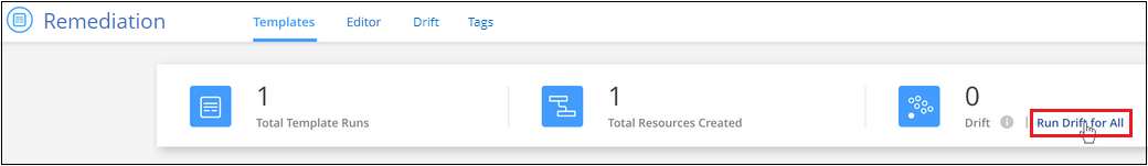 すべてのテンプレートのドリフトチェックの実行方法を示すスクリーンショット。