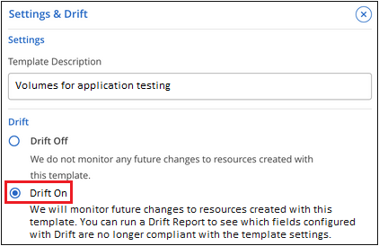 テンプレートのドリフトを有効にする方法を示すスクリーンショット。