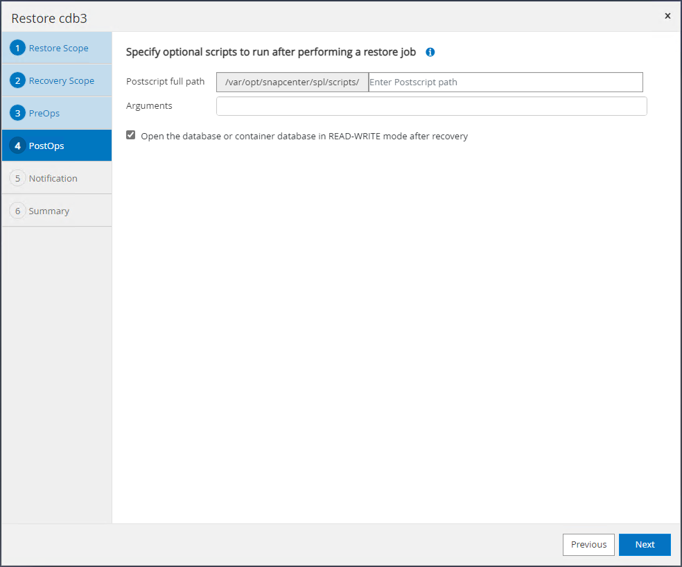 SnapCenter の構成を示すスクリーンショット。