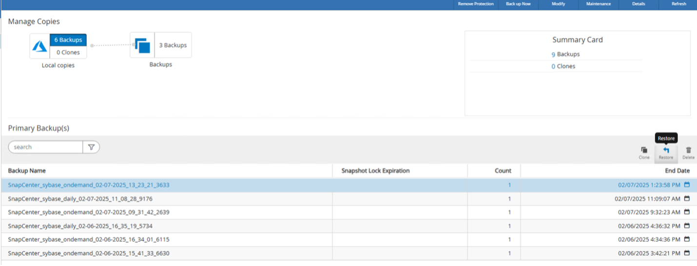 "[Select Required Backup for Restore