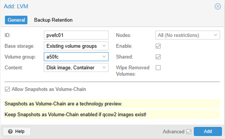 LVMストレージの作成