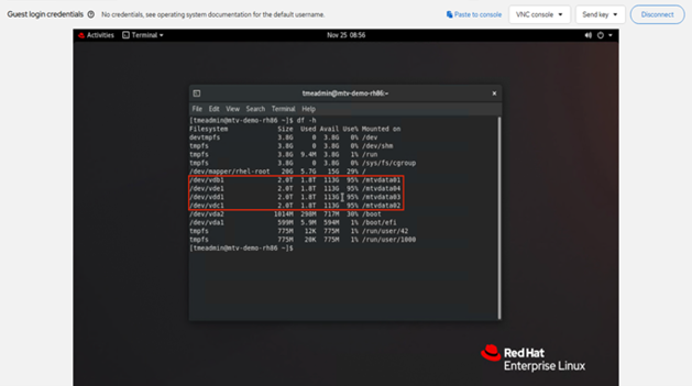 移行後の Linux VM