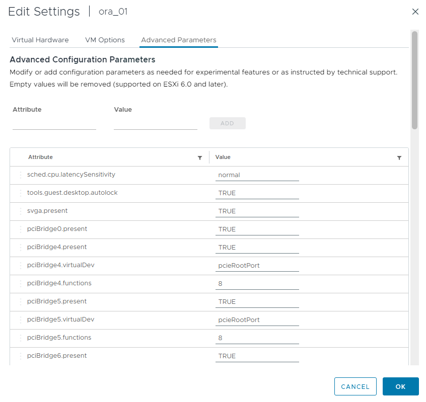 VMストレージ構成を示すスクリーンショット。