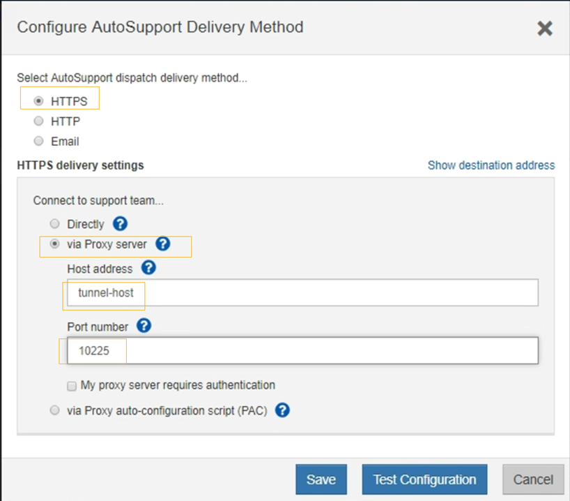 AutoSupport は AutoSupport 配信方法 SANtricity を設定します