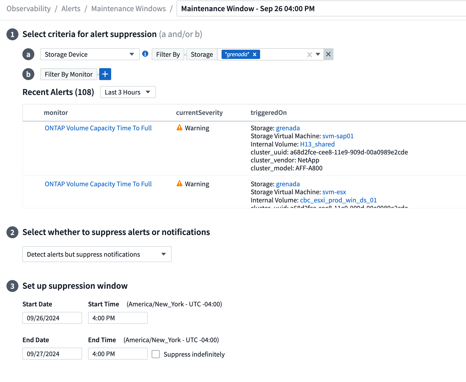 유지 관리 창 예