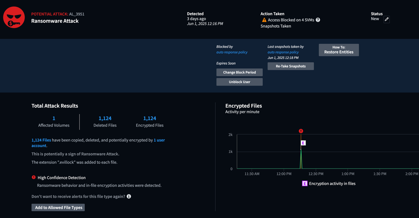 높은 신뢰도 경고 예시, 세부 정보 페이지