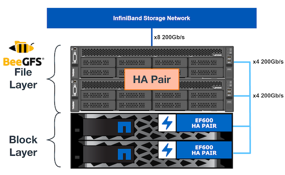단일 NetApp BeeGFS 빌딩 블록을 보여주는 그림입니다.