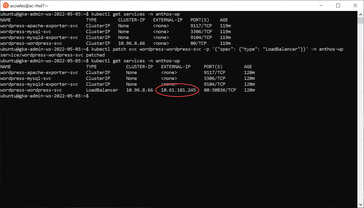 LoadBalancer 유형으로 서비스 패치