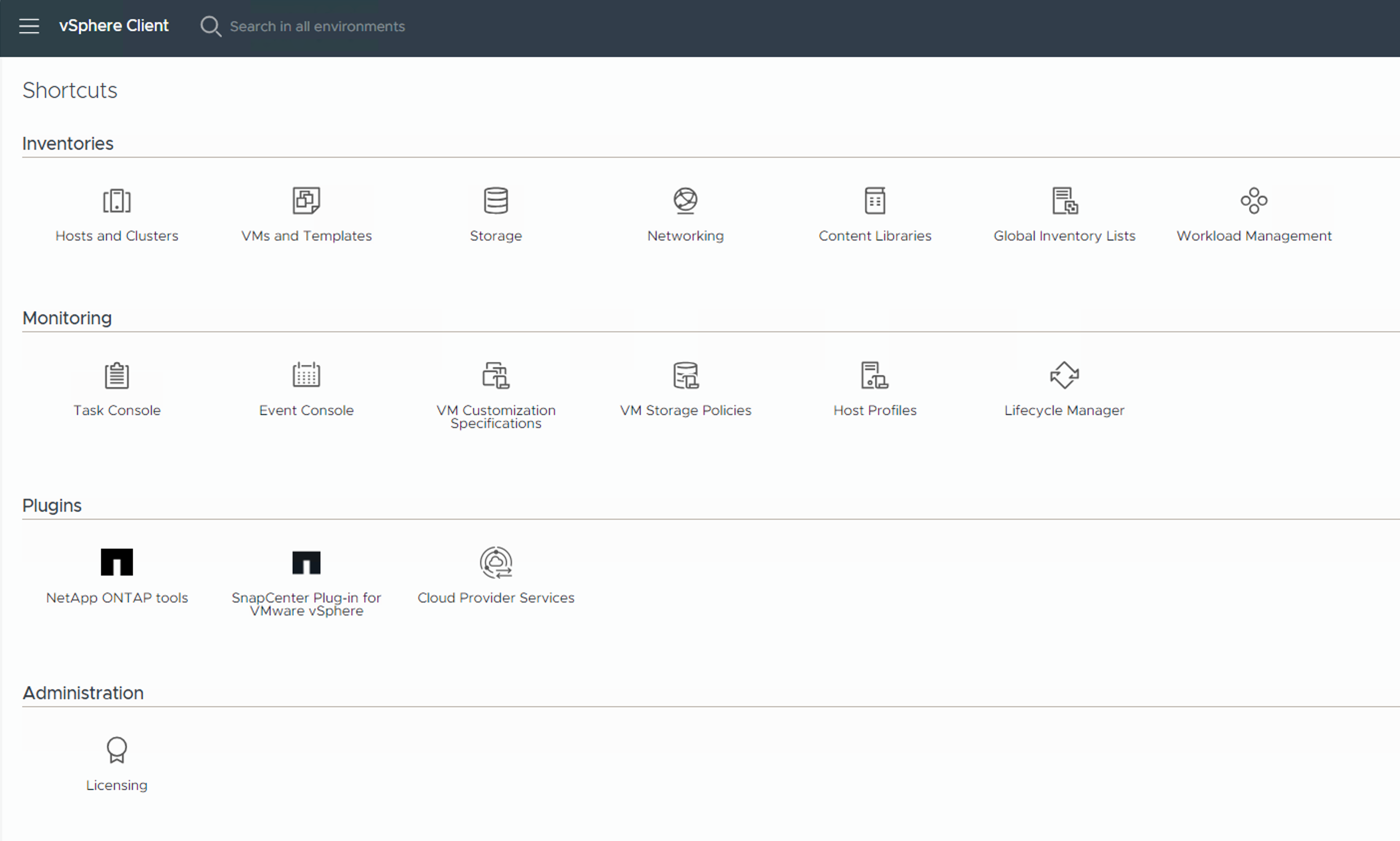 ONTAP Tools 플러그인이 vCenter에 등록됨