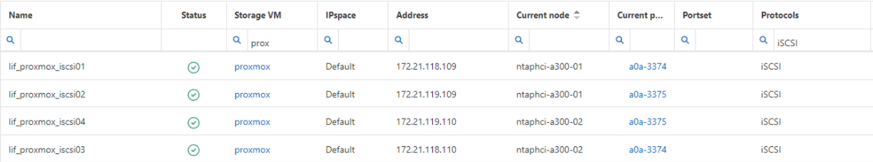 iSCSI 인터페이스 세부 정보입니다