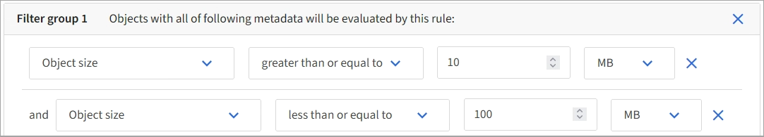 객체 크기에 대한 고급 필터링 예