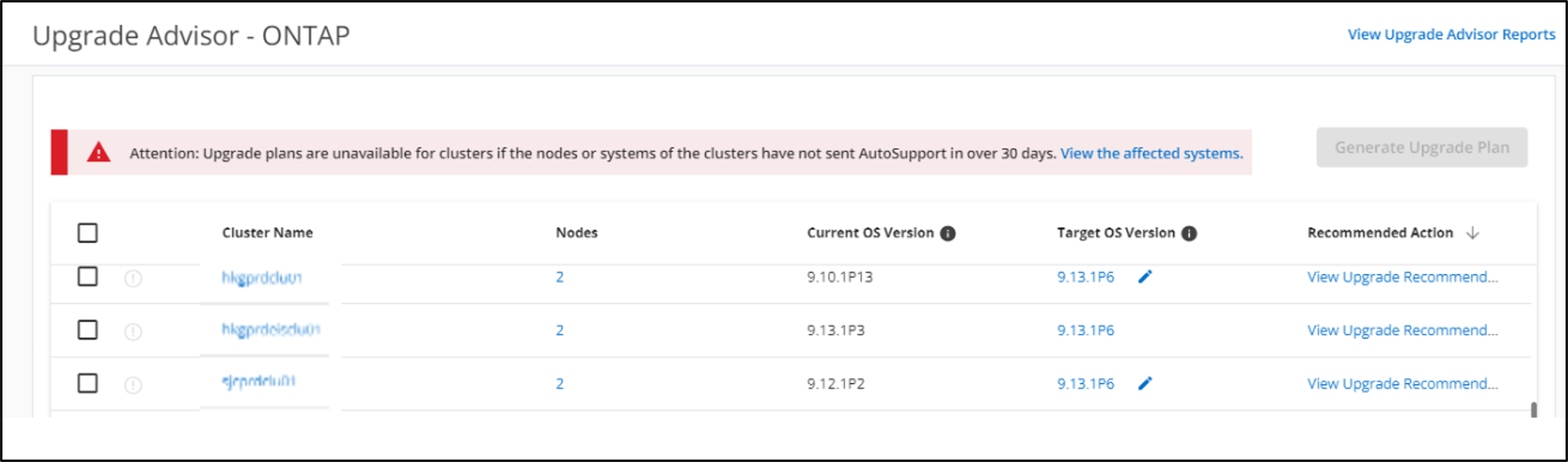 Uma captura de tela que mostra a alternância aprimorada do Upgrade Advisor está ativada.